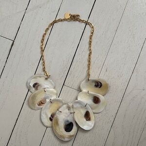 Elegant Gold and Cream Oyster Shell Necklace